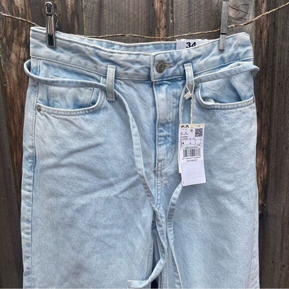 Mango Wideleg jeans with belt NWT size 2 - Picture 8 of 14